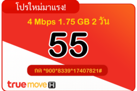 สมัครเน็ตทรู 55 บาท 2 วัน 48 ชั่วโมง 4 Mbps