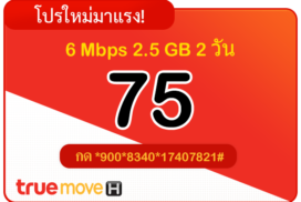 สมัครเน็ตทรู 75 บาท 2 วัน 48 ชั่วโมง 6 Mbps